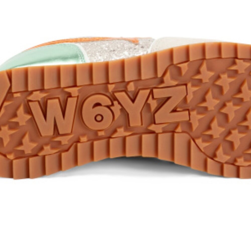 W6yZ Women's Jet-W Suede Sneaker Cream Multicolor Metallic & Glitter Size 38 NEW - Picture 4 of 6